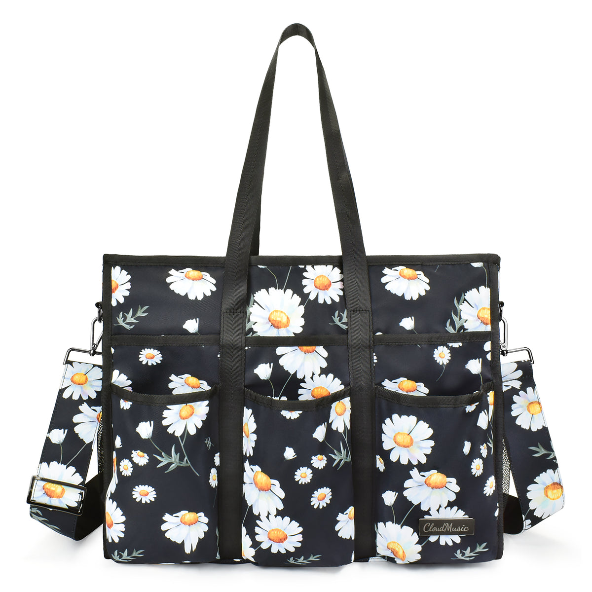 CLOUDMUSIC Utility Tote Bag With Shoulder Crossbody Strap Multi Pockets  Zipper For Nurses Teachers Work
