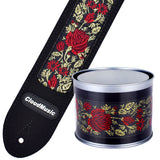 CLOUDMUSIC Guitar Strap PGS Series Jacquard Leather Roses Red Vintage Brown Blue Pattern (Metallic Roses)