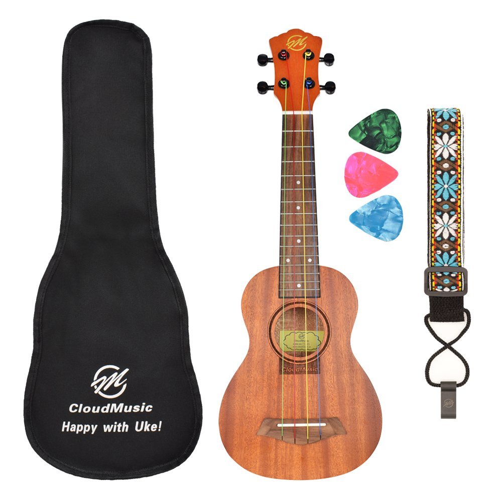 CLOUDMUSIC Ukulele Soprano Mahogany 21 inch Beginner Kit With Aquila K