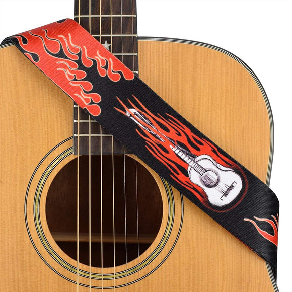 CLOUDMUSIC Guitar Strap Jacquard Weave Strap With Leather Ends Vintage Classical Pattern Design Guitar Picks Free (Vintage Classical Pattern Design 30)