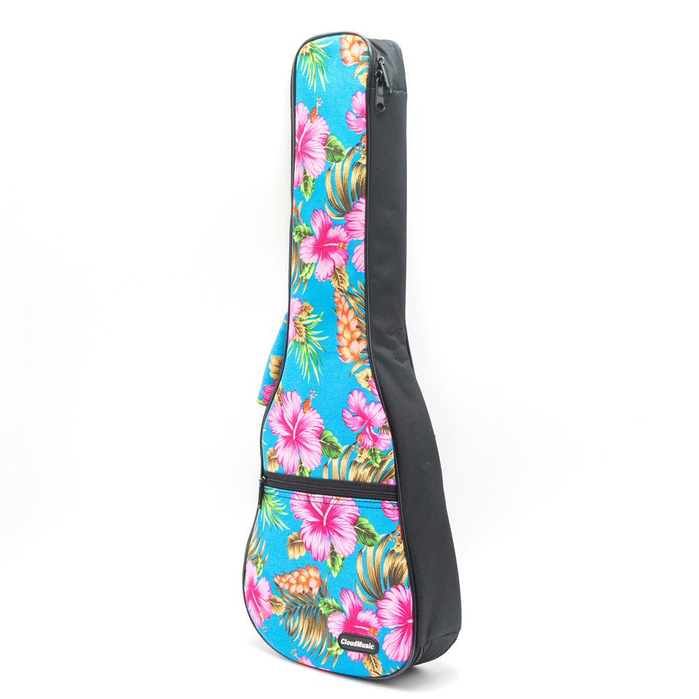 CLOUDMUSIC Hawaiian Hibiscus and Palm Ukulele Case Ukulele Backpack (H