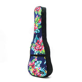 CLOUDMUSIC Hawaiian Floral Ukulele Case Hawaii Hibiscus and Palm Ukulele Backpack (Hawaii Hibiscus and Palm In Dark Blue)