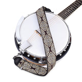 CLOUDMUSIC Banjo Strap Guitar Strap For Handbag Purse Jacquard With Leather Ends And Metal Clips(Vintage Brown Diamond)