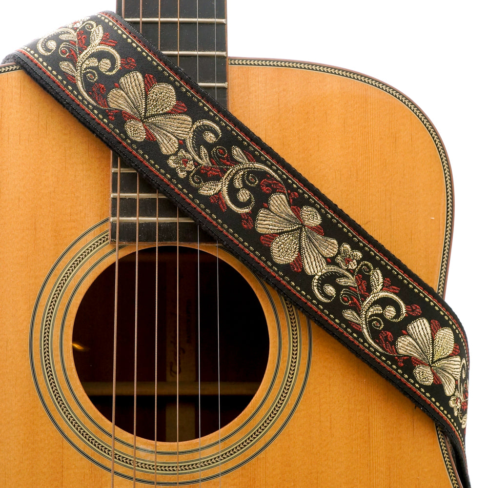 CLOUDMUSIC Guitar Strap Jacquard Weave Strap With Leather Ends Vintage  Classical Pattern Design Picks Free (Vintage Classical Pattern Design 32)