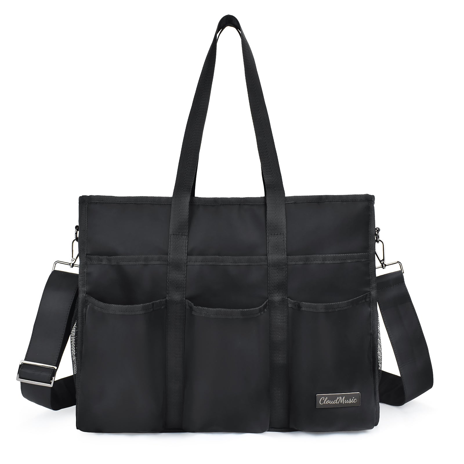 CLOUDMUSIC Utility Tote Bag With Shoulder Crossbody Strap Multi Pocket