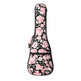 CLOUDMUSIC Plant Flower Hawaiian Black Ukulele Case Ukulele Bag Pink Cherry Flower Sakura (Black)