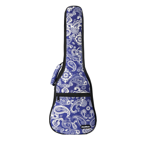 CLOUDMUSIC Plant Flower Series Hawaiian Ukulele Case Ukulele Bag (Paisley Pattern In Blue)