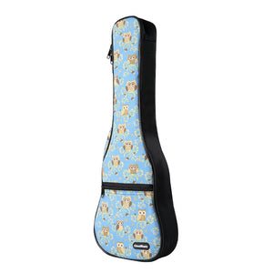 CLOUDMUSIC Colorful Cute Owls Hawaiian Ukulele Case 10MM Ukulele Backpack (Owl In Blue)