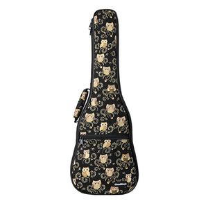 CLOUDMUSIC Colorful Cute Animals Pattern Hawaiian Ukulele Bag Ukulele Case (Owl In Black)