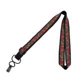 CLOUDMUSIC Colorful Hawaiian Jacquard Woven J Hook Clip On Ukulele Strap Ukulele Belt For Soprano Concert Tenor Ukulele (Red Roses)