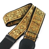 CLOUDMUSIC Guitar Strap Jacquard Weave Strap With Leather Ends Vintage Classical Pattern Design Picks Free