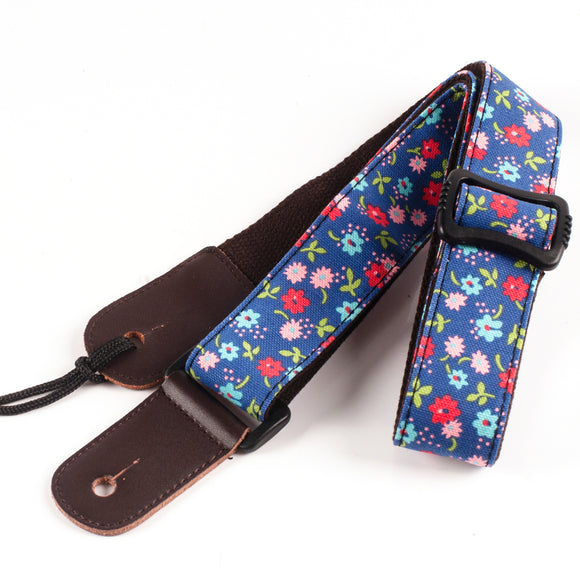 Cotton Woven Ukulele Strap Leather Ends For Soprano Concert Tenor Baritone Ukuleles