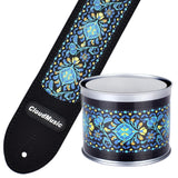 CLOUDMUSIC Guitar Strap PGS Series Jacquard Leather Roses Red Vintage Brown Blue Pattern (Blue Pattern)