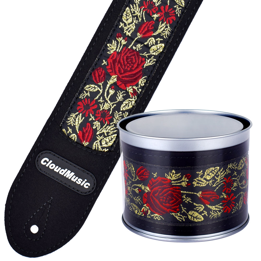 CLOUDMUSIC Guitar Strap PGS Series Jacquard Leather Roses
