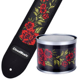 CLOUDMUSIC Guitar Strap PGS Series Jacquard Leather Roses Red Vintage Brown Blue Pattern (Red Roses)
