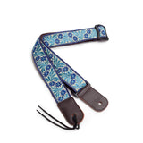 CLOUDMUSIC Colorful Hawaiian Style Cotton Ukulele Strap Blue Flower (Beige)