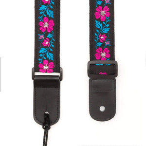 CLOUDMUSIC Ukulele Strap Jacquard Floral Strap For Soprano Concert Tenor Baritone (Blue)