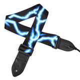 CLOUDMUSIC Guitar Strap Polyester Printing Blue Red Purple Guitar Strap For Kids Guitar Acoustic Guitar Bass Electric (Blue Lightning)