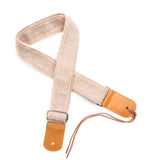CLOUDMUSIC Ukulele Strap Soft Comfortable Cotton Flax With Leather Heads For Soprano Concert Tenor Baritone (Beige)