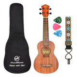 CLOUDMUSIC Ukulele Soprano Mahogany 21 inch Beginner Kit With Aquila Kids Educational Color Strings Ukulele Picks Ukulele Strap Ukulele Gig Bag TT22S