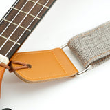 CLOUDMUSIC Ukulele Strap Soft Comfortable Cotton Flax With Leather Heads (Grey)