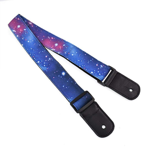 CLOUDMUSIC Strap Starry Night Purple Blue Starry Sky Galaxy Pattern (Blue Starry Ukulele Strap)