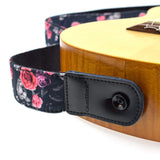 CLOUDMUSIC Ukulele Strap Hawaiian Hibiscus Roses Floral Strap For Soprano Concert Tenor Baritone (Red Purple Roses)