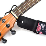 CLOUDMUSIC Ukulele Strap Hawaiian Hibiscus Roses Floral Strap For Soprano Concert Tenor Baritone (Red Purple Roses)