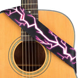 CLOUDMUSIC Guitar Strap Polyester Printing Blue Red Purple Guitar Strap For Kids Guitar Acoustic Guitar Bass Electric (Purple Lightning)