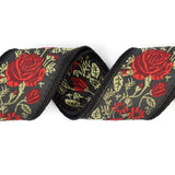 CLOUDMUSIC Guitar Strap Jacquard Weave Strap With Leather Ends Vintage Classical Pattern Design Guitar Picks Free (Golden Rose)