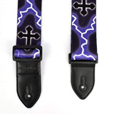 CLOUDMUSIC Guitar Strap Polyester Printing Blue Red Purple Guitar Strap For Kids Guitar Acoustic Guitar Bass Electric (Lightning Cross)