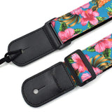 CLOUDMUSIC Ukulele Strap Hawaiian Hibiscus Roses Floral Strap For Soprano Concert Tenor Baritone (Hibiscus In Blue)