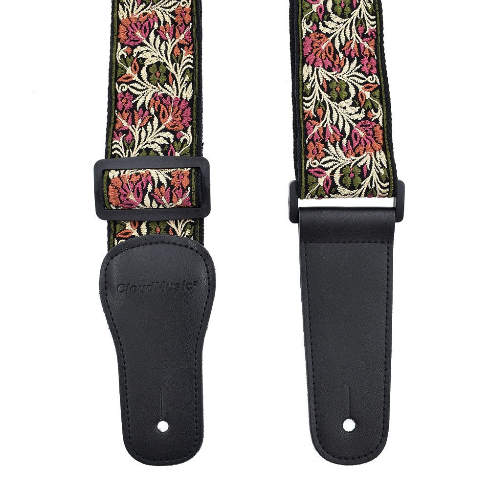 CLOUDMUSIC Guitar Strap Jacquard Weave Strap With Leather