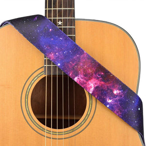 CLOUDMUSIC Strap Starry Night Purple Blue Starry Sky Galaxy Pattern (Purple Galaxy Guitar Strap)