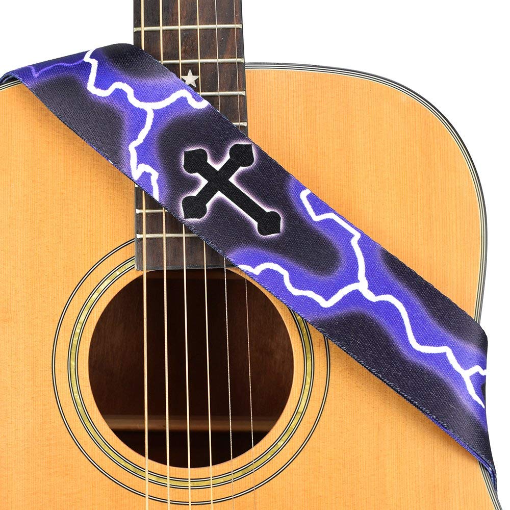 CLOUDMUSIC Guitar Strap Polyester Printing Blue Red Purple CLOUDMUSIC Guitar Strap Polyester Printing Blue Red Purple