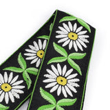 CLOUDMUSIC Guitar Strap Jacquard Weave Strap With Leather Ends Vintage Classical Pattern Design Guitar Picks Free (White Flowers Pattern)