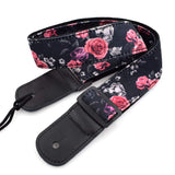 CLOUDMUSIC Ukulele Strap Hawaiian Hibiscus Roses Floral Strap For Soprano Concert Tenor Baritone (Red Purple Roses)