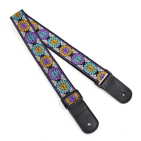 CLOUDMUSIC Jacquard Weave Style Hawaiian Ukulele Strap (Diamond Floral Shape)