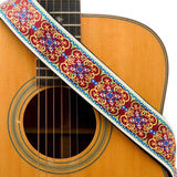 CLOUDMUSIC Guitar Strap Jacquard Weave Strap With Leather Ends Vintage Classical Pattern Design Guitar Picks Free (Vintage Classical Pattern Design 27)