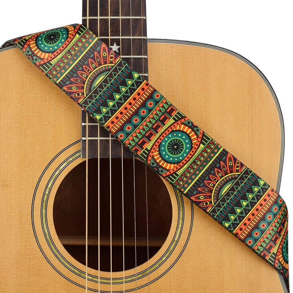 CLOUDMUSIC Guitar Strap Polyester Printing Blue Red Purple Guitar Strap For Kids Guitar Acoustic Guitar Bass Electric (Folk Totem)