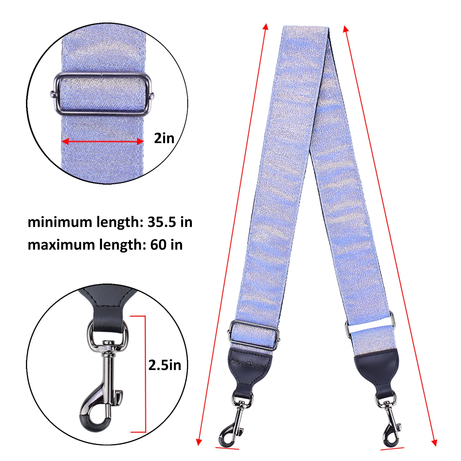 130cm Luggage Strap Wide Adjustable Guitar Purse Strap Removable Bag  Accessories | eBay