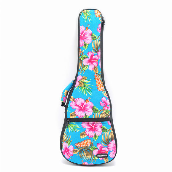 CLOUDMUSIC Hawaiian Hibiscus and Palm Ukulele Case Ukulele Backpack (Hawaii Hibiscus and Palm In Light Blue)