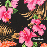 CLOUDMUSIC Hawaiian Floral Ukulele Case Hawaii Hibiscus and Palm (black)