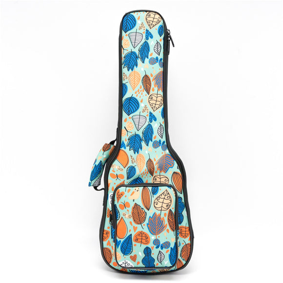 CLOUDMUSIC Cute Cool Ukulele Case for Kids Ukulele Backpack (Forest Leaves Birds Butterfly)