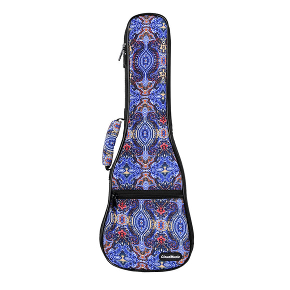 CLOUDMUSIC National Hawaiian Ukulele Bag Ukulele Case (Bohemian Dark Blue)