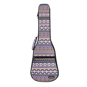 CLOUDMUSIC Hawaii Vintage Ukulele Case Purple Ukulele Backpack With Adjustable Ukulele Strap(National Purple pink yellow)