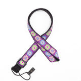 CLOUDMUSIC Colorful Hawaiian Jacquard Woven J Hook Clip On Ukulele Strap Ukulele Belt For Soprano Concert Tenor Ukulele (Colorful Flowers In Purple)