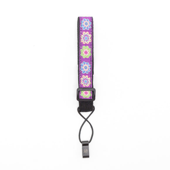 CLOUDMUSIC Colorful Hawaiian Jacquard Woven J Hook Clip On Ukulele Strap Ukulele Belt For Soprano Concert Tenor Ukulele (Colorful Flowers In Purple)