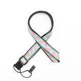 CLOUDMUSIC Colorful Hawaiian Jacquard Woven J Hook Clip On Ukulele Strap Ukulele Belt For Soprano Concert Tenor Ukulele (Pink Roses In Blue)