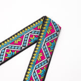 CLOUDMUSIC Guitar Strap Jacquard Weave Strap Apollo Sunny In Black pattern With Leather Ends Vintage Classical Pattern Design With Guitar Picks